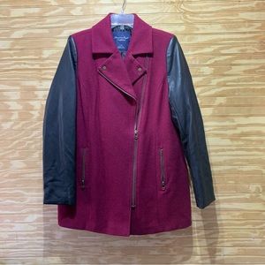American Eagle wool poly jacket black burgundy large